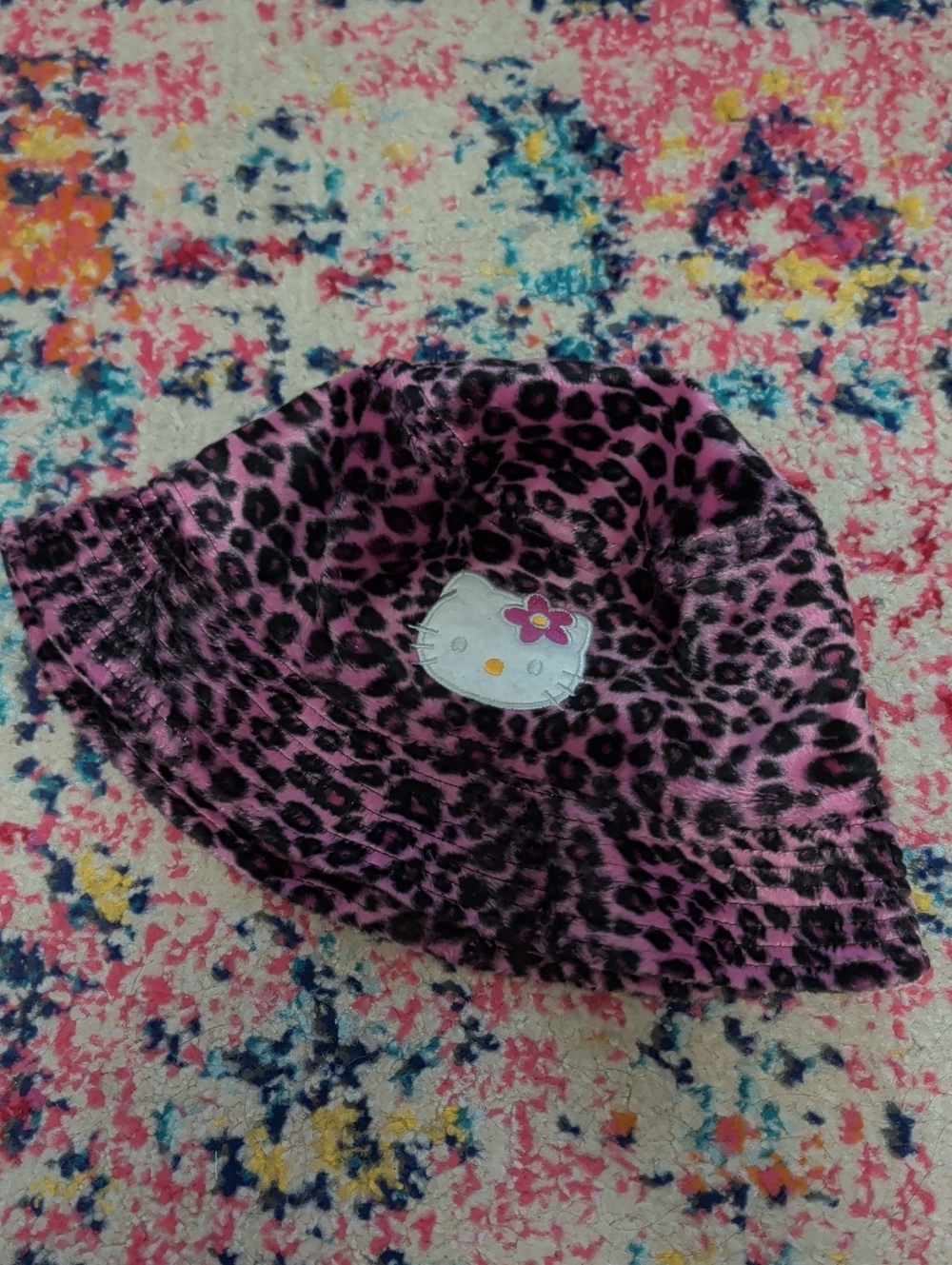 Hello Kitty Purple and Black Leopard Print Kids Bucket Hat
